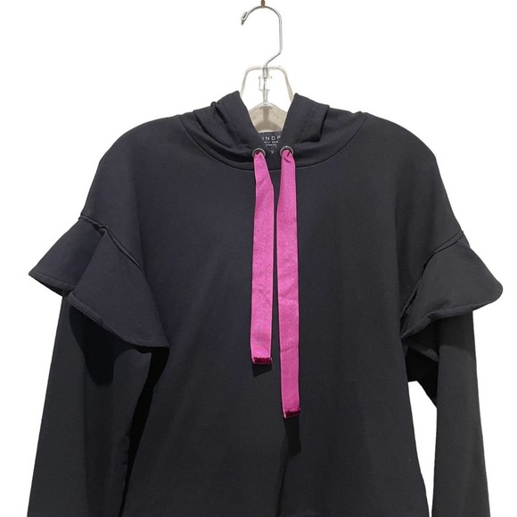 Laundry by Shelli Segal ruffle sleeve Sweatshirt black size small - Picture 4 of 8